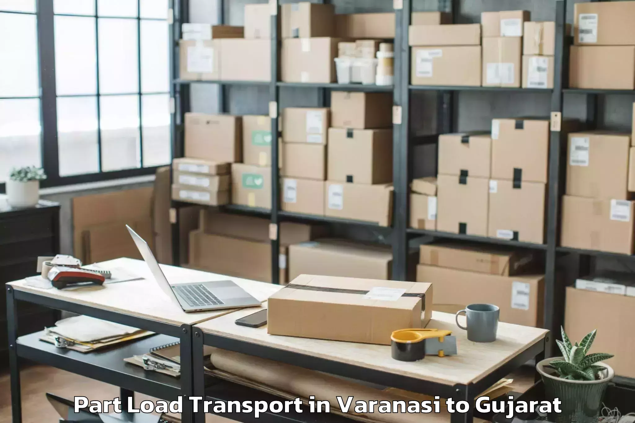 Book Varanasi to Vaghodia Ina Part Load Transport Online